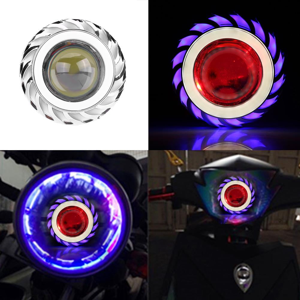 OTVIAP Motorcycle LED Headlight Projector Lens Dual Angel Devil Eye