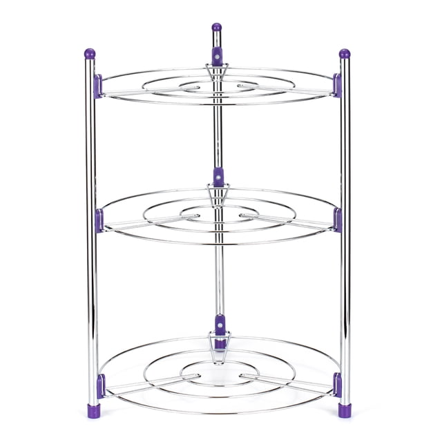 Labymos Étagère de Cuisine pour Casseroles, Étagère Ronde à 3 Niveaux Chromée