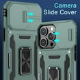 thumbnail image 3 of for iPhone 14 Pro Max Case with Slide Camera Cover+Screen Protector(1 Pack),Rotated Ring Kickstand Military Grade Shockproof Protective Cover 6.7 Inch-Green, 3 of 15