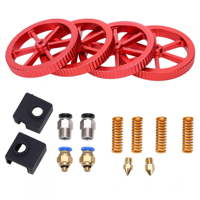 Kit de actualización de extrusor de impresora 3D con resortes y amortiguadores de nivelación de mano roja