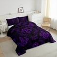 thumbnail image 3 of Erosebridal Baroque Gothic Print Bedding Sets Queen with Comforter,Purple Boho Floral Duvet Insert,Retro Jacquard Comforter Sets Queen Size,Super Cozy Room Decorative Reversible,3pcs, 3 of 8