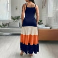 thumbnail image 3 of ZEHJUHAN Women's V-Neck Tri-Color Spliced Slip Flowy A-Line Summer Maxi Dress Vacation Boho Beach Dress Orange，XL, 3 of 4