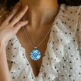 thumbnail image 3 of Flag of Israel Stunning Glass Circular Pendant Necklace – Elegant Jewelry Piece for Women, 3 of 5