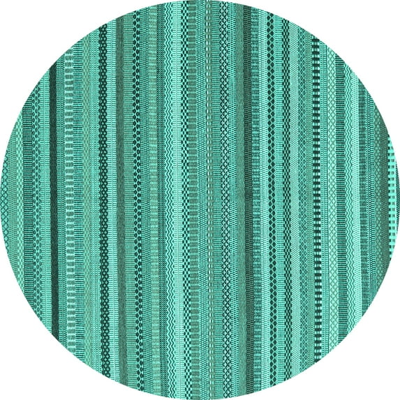 Ahgly Company Machine Washable Indoor Round Abstract Turquoise Blue Contemporary Area Rugs, 5' Round