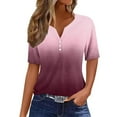 thumbnail image 2 of Ounisa Womens Short Sleeve Tees V Neck Gradient Color Loose Fit Soft Fabric 2026 Spring Summer Daily Casual Fashion Trendy Comfortable Blouse Tops S-2XL, 2 of 5