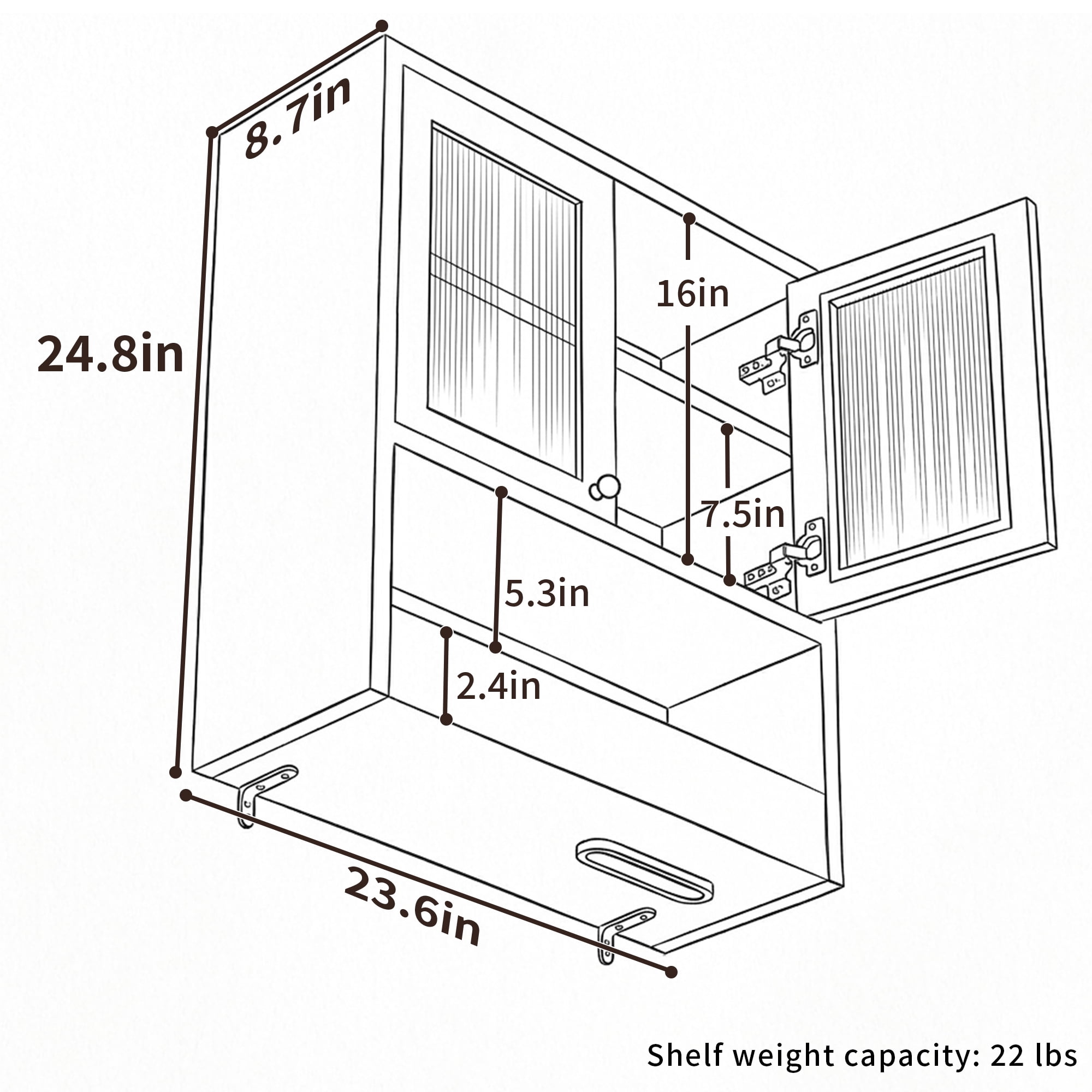 Mintazer Farmhouse Bathroom Medicine Cabinet with Adjustable Shelves, 2 Doors Wall Cabinet over The Toilet Storage, Brown