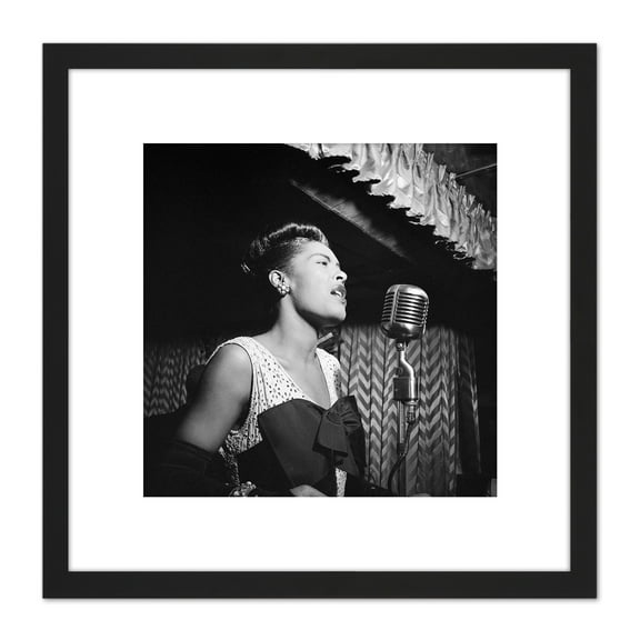 Gottlieb Jazz Legend Singer Billie Holiday 1947 Photo 8X8 Inch Square Wooden Framed Wall Art Print Picture with Mount
