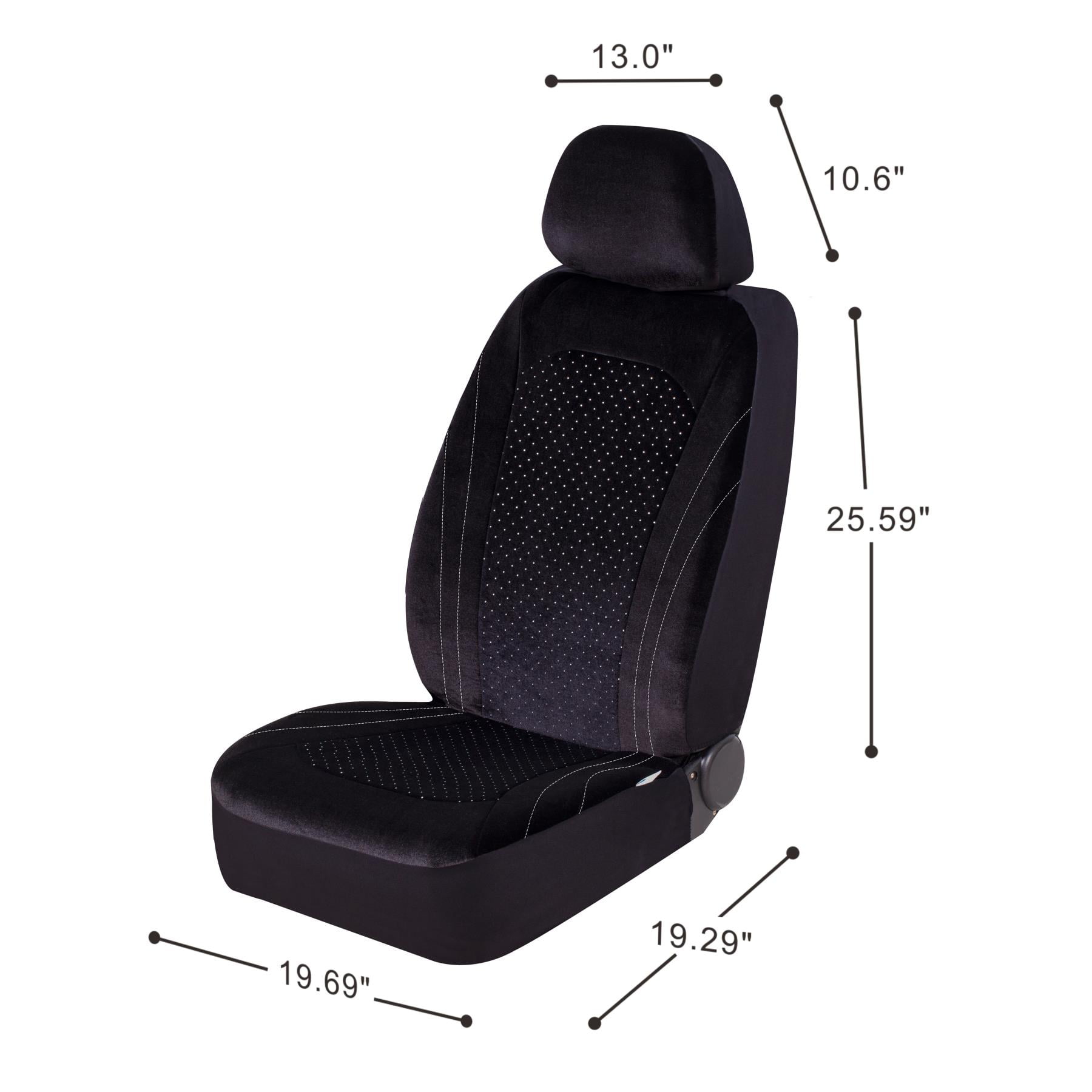Auto Drive Car Seat Cover - Low Back Flannel Seat Covers - Black - Universal Fit - 22WMD01