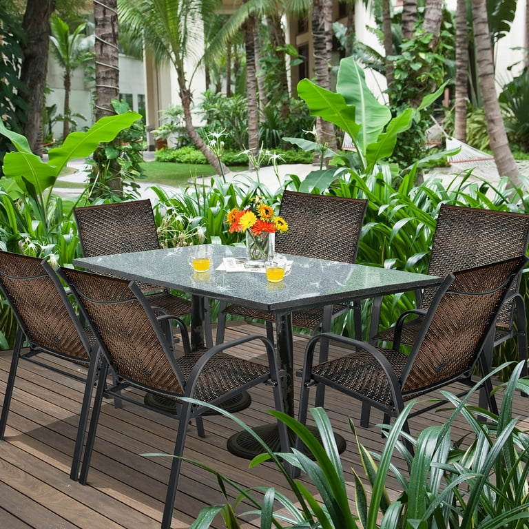 Costway Set of Outdoor Garden Dining Chairs, Stackable Wicker