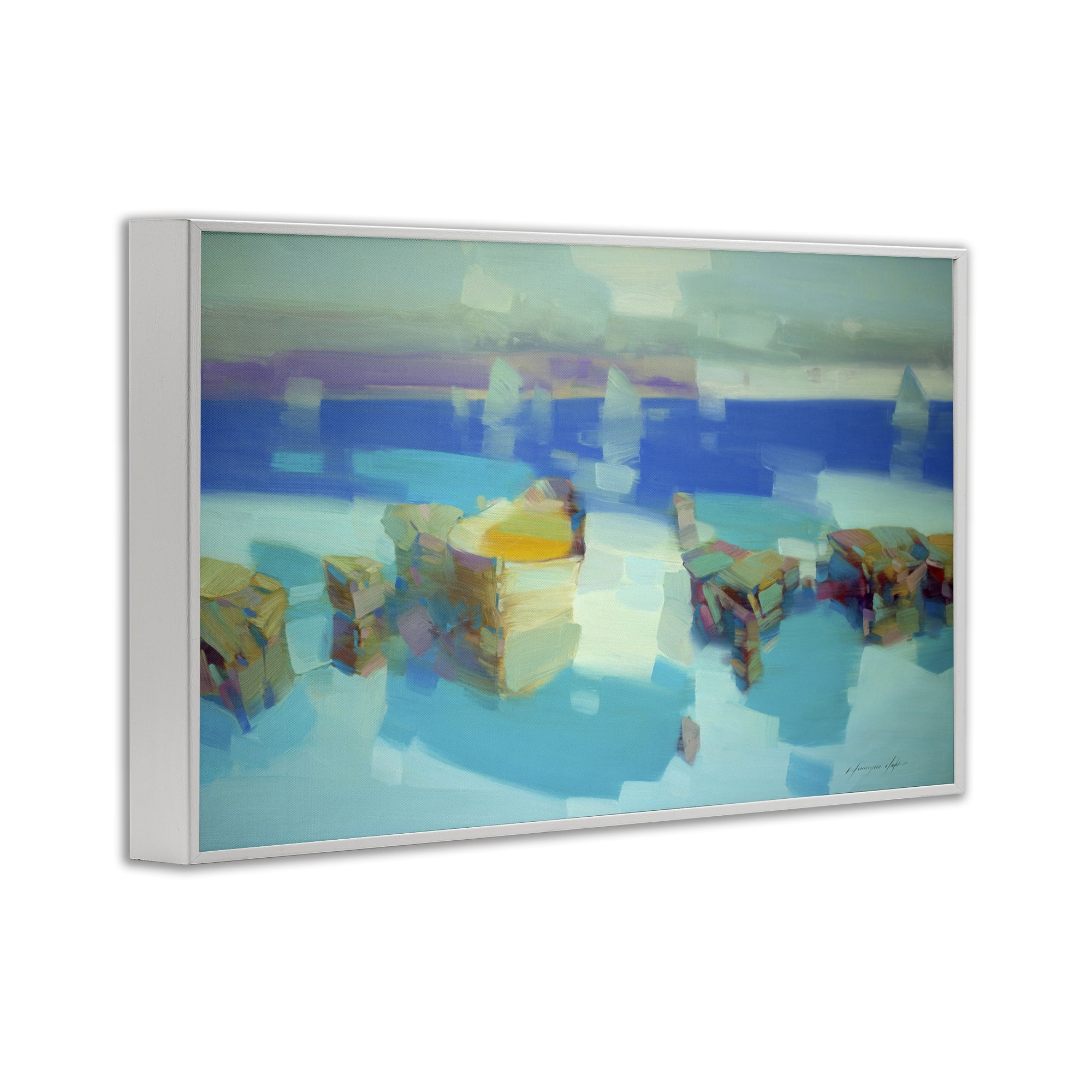 Stupell Industries Abstract Nautical Cliffs Abstract Painting White Framed Art Print Wall Art, 30 x 20