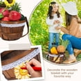 thumbnail image 4 of Round Picnic Basket Wooden Apple Basket 10" x 6.5" Garden Summer Picnic Basket Farm Fruit Basket Wedding Flower Basket 6pcs, 4 of 17