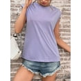 thumbnail image 5 of Inadays Womens Summer Tops 2023 Crew Neck T Shirts Cap Sleeve Blouses Summer Solid Color Basic Tops Casual Loose Fitting Tee, Purple, S, 5 of 8