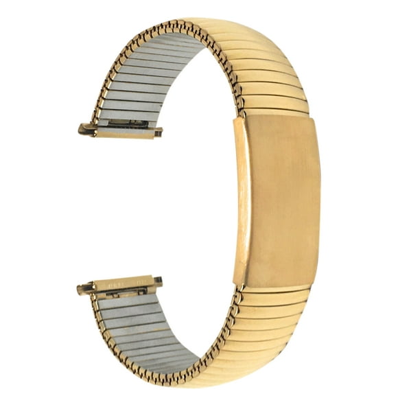 Bandini 18mm Gold Tone Stainless Steel Stretch Watch Strap for Men, Straight End, Adjustable Length Metal Expansion Watch Band, No Buckle