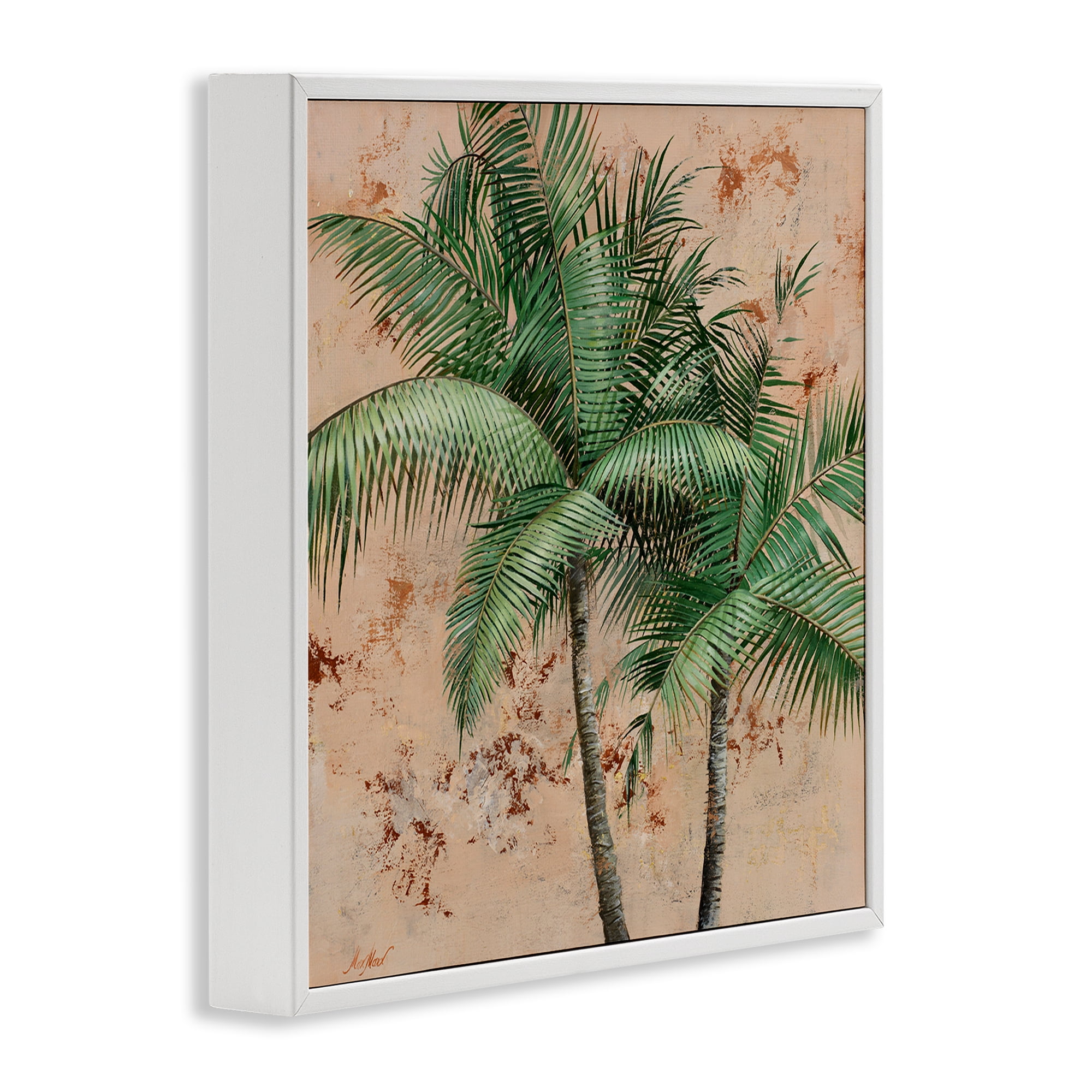 Stupell Industries Leafy Palm Fronds Botanical & Floral Painting White Framed Art Print Wall Art, 24 x 24