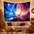 thumbnail image 3 of Seated Figure Within a Split Cosmic Portal, Serene Surreal for Space Lovers, Dual World Art, Housewarming Gift, Tapestry Wall Hanging for Meditation Room and Bedroom, 3 of 7
