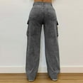 thumbnail image 4 of Mifsaly Womens Cargo Jeans Rhinestone High Waisted Straight Leg Cargo Denim Pants Baggy Y2K Trendy Streetwear with Multi Pockets XXXL, 4 of 5