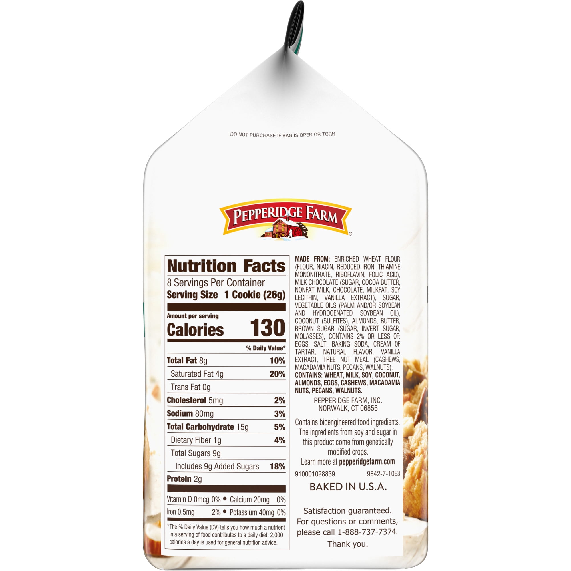 Pepperidge Farm Maui Milk Chocolate Coconut Almond Cookies, 8 Crispy Cookies, 7.2 oz. Bag