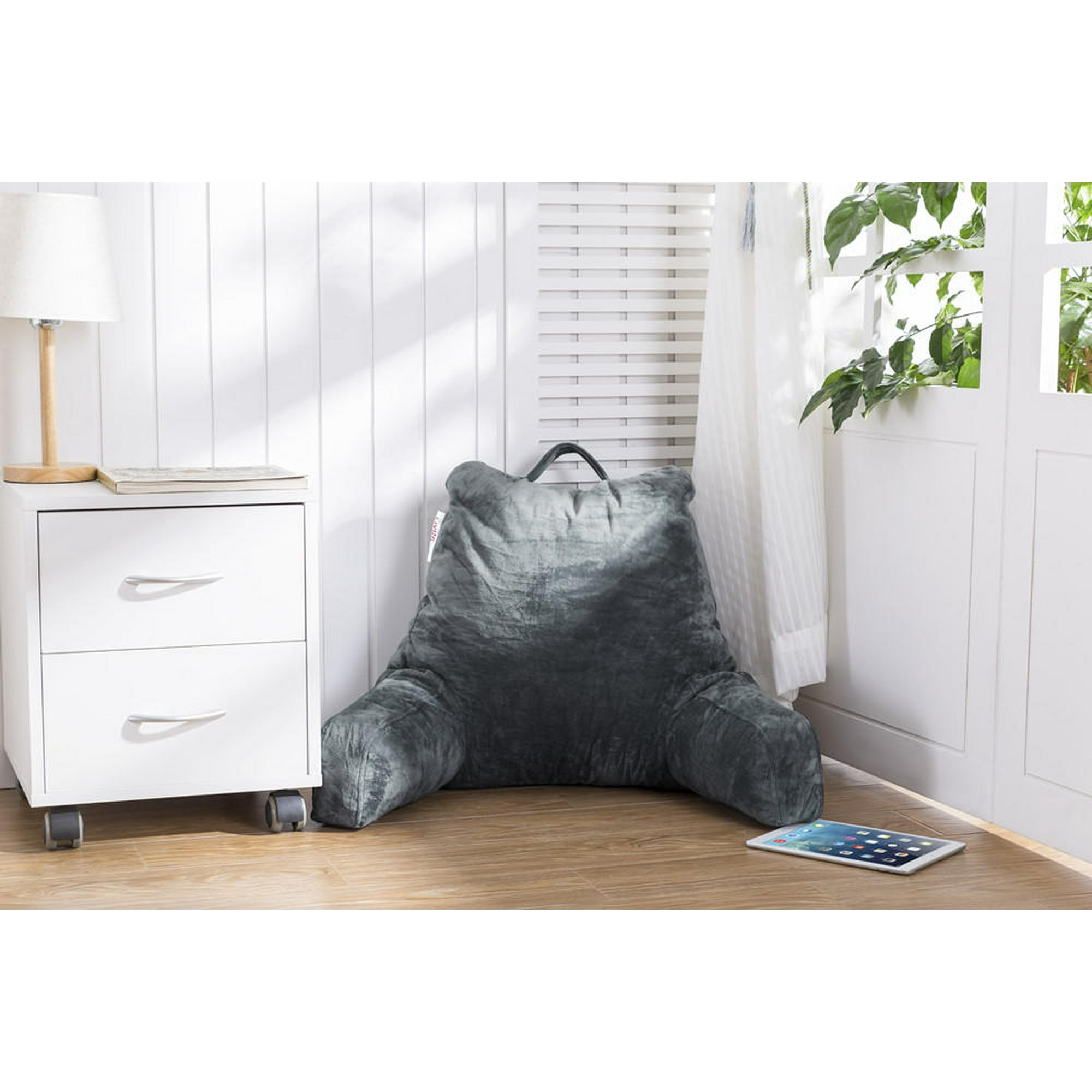 Shredded Foam Reading Pillow Lumbar Cushion Grey Primecables