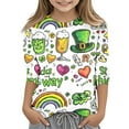 thumbnail image 3 of Boys Shirt Size 8 St Patricks Day 3/4 Sleeve Fashion Print Shirts Casual Loose Pullover Tees Soft and Comfortable Tee Blouse Children's Clothes Z01-Green 3-4 Years, 3 of 5