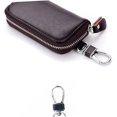 thumbnail image 3 of ZOUSSIQI Multi Function Coffee Leather Car Key Case Wallet Bag | Universal Key Holder with Zipper Closure | Stylish and Durable Key Pouch for All Car Keys CA919-89478, 3 of 4