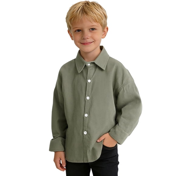 LNMQLPDBS Boys Long Sleeve T Shirts Teen Boy Shirts Y2k Shirt White Button Up Shirt Boys Boy Baby Clothes Kids Clothes Boys Clothes 18-24 Months Size 10 Boys Baby Boy Clothes Newborn
