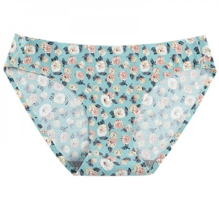 

Big Sale!!Women s Breathable Hole Ice Silk Seamless Printed Flower Panties Low Waist Briefs Ladies Comfortable Underwear 1 Piece