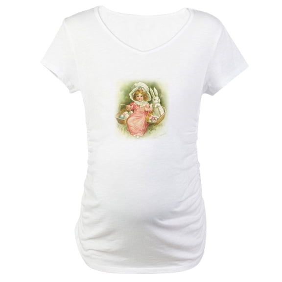 CafePress - Cute Easter Bunny Maternity T Shirt - Cotton Maternity T-shirt, Cute & Funny Pregnancy Tee