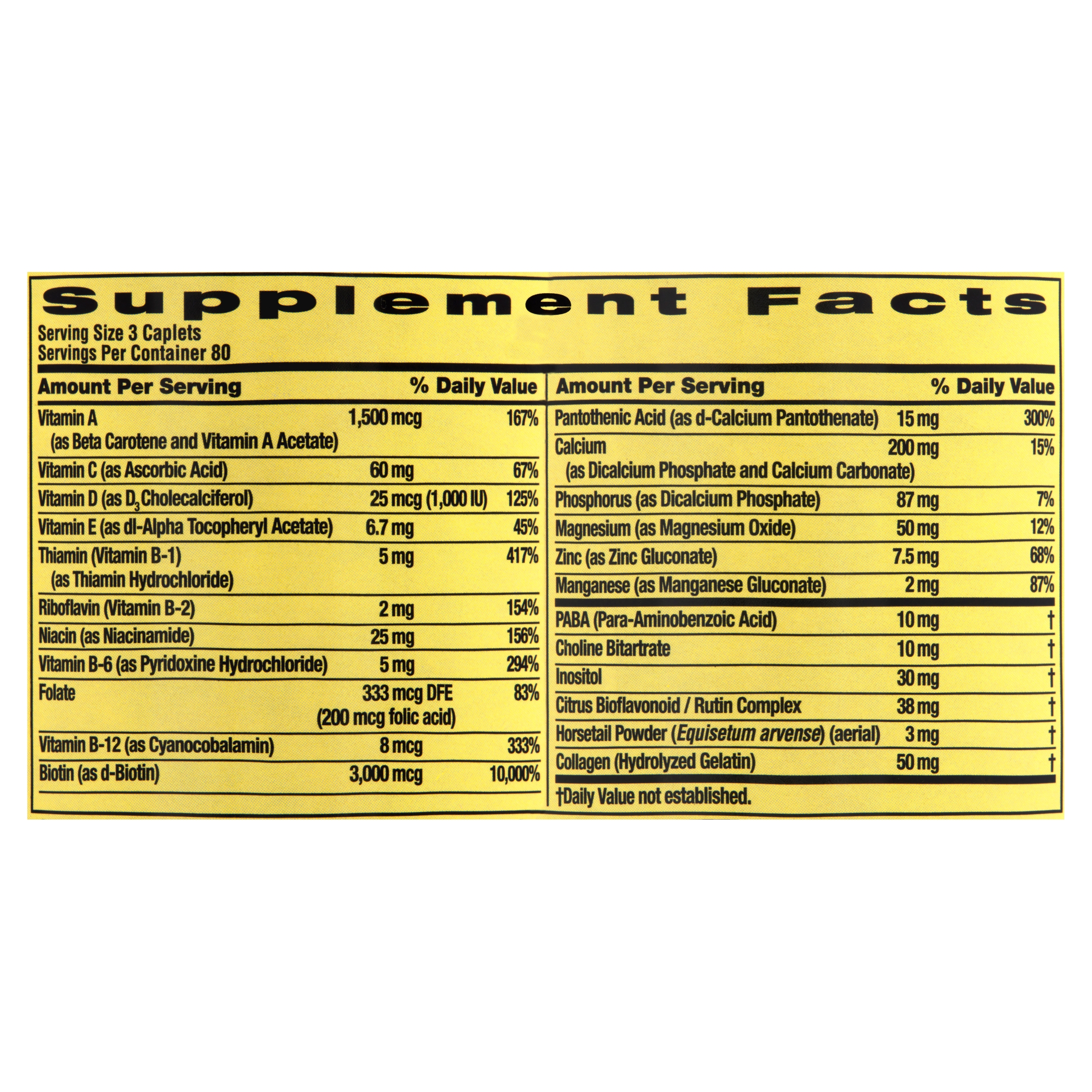 Spring Valley Hair, Skin & Nails Dietary Supplement, 240 Caplets - image 4 of 9