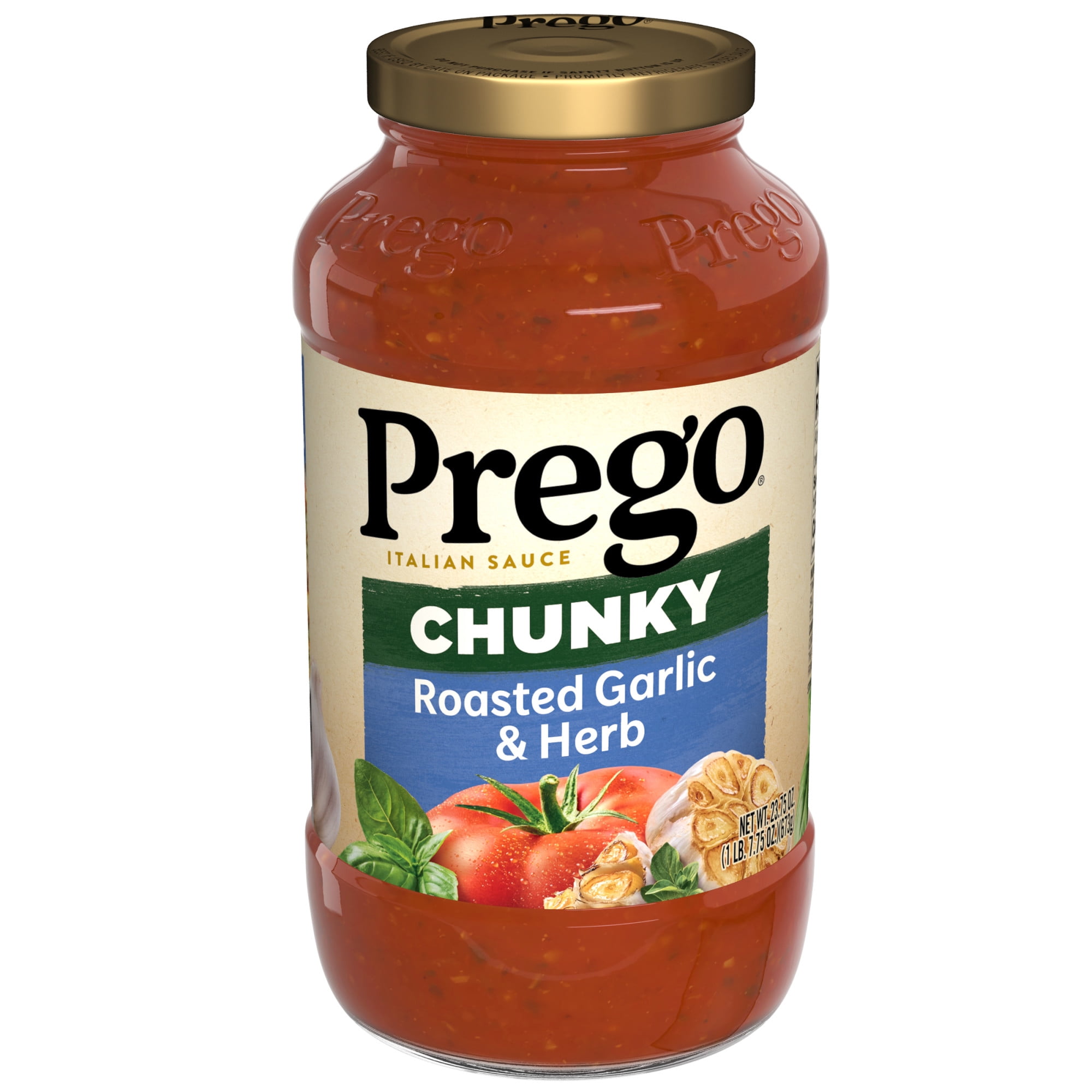 (2 pack) Prego Chunky Roasted Garlic and Herb Pasta Sauce, 23.75 oz Jar