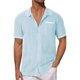 thumbnail image 1 of Camisa de manga corta con botones para hombre - Cárdigan informal con bolsillos huecos - Tejido ligero de poliéster - Corte holgado, se recomienda elegir una talla menos - Tallas S-XXXL, 1 of 5