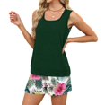 thumbnail image 5 of Tropical Print Two Piece Set for Women, Sleeveless Scoop Neck Tank Top & Drawstring Shorts with Pockets - Casual Summer Vacation Lounge Outfit Army Green L, 5 of 9