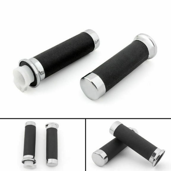 Factory 43 Motorcycle Chrome, ABS & Rubber Quantity GRIPS Fit for Honda Magna