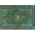 thumbnail image 1 of Ahgly Company Machine Washable Indoor Rectangle Persian Turquoise Blue Traditional Area Rugs, 6' x 9', 1 of 4