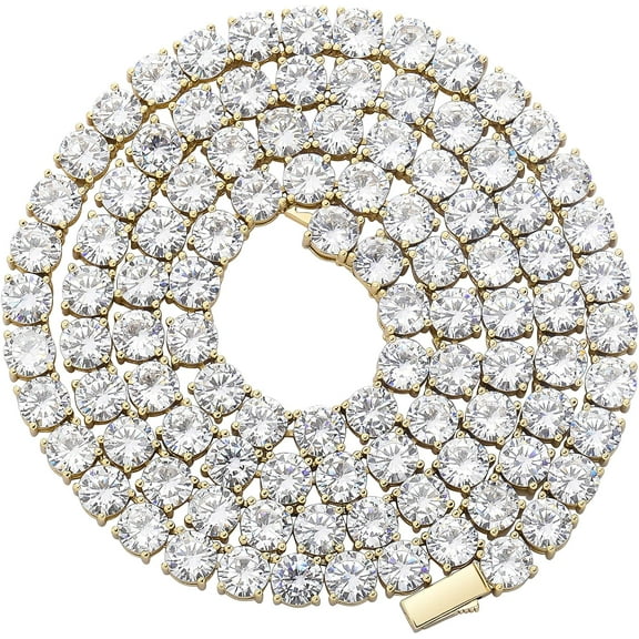 Leander 5MM Colorful Baguette Tennis Necklaces For Women Chains 14K Golden Silver Plated 5A  Cubic Zirconia Tennis Mens Chain Necklaces Woman