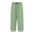 thumbnail image 7 of LEKODE Womens Casual Linen Pants Summer Drawstring Elastic Loose Capri Trousers High Waisted Wide Leg Baggy Slacks Light Green L, 7 of 7