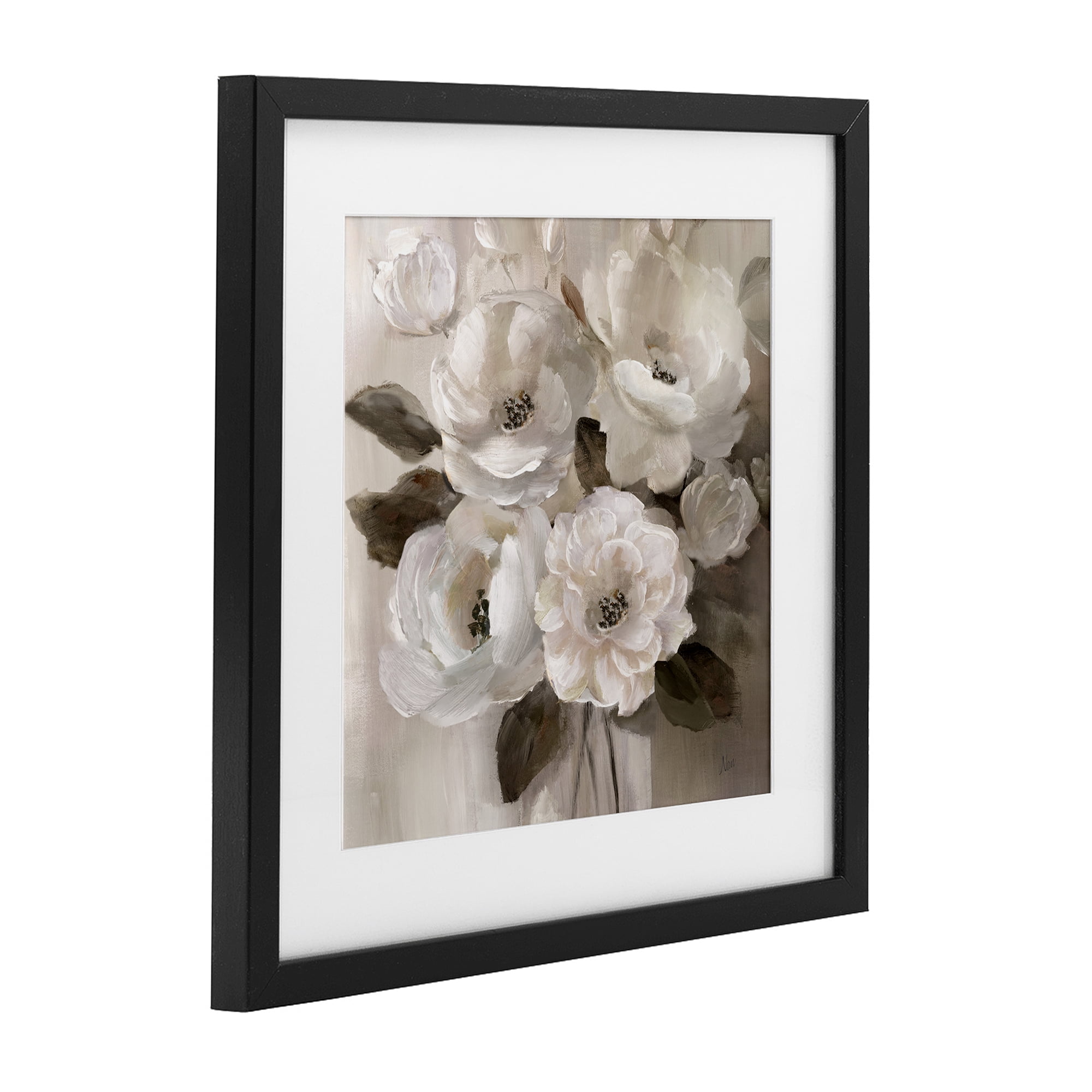 Stupell Industries Ivory Flower Bushel Black Framed Print Under Glass, design by Nan