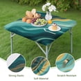 thumbnail image 4 of Teal Gold Marble Pattern Square Fitted Tablecloth with Elastic Edge,Square Table Cover,Washable Elastic Table Cover for Home Kitchen Party Decor 34"x34", 4 of 6