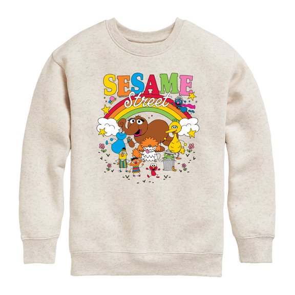 Sesame Street - Character Doodles - Youth Boys Crew Fleece Sweatshirt