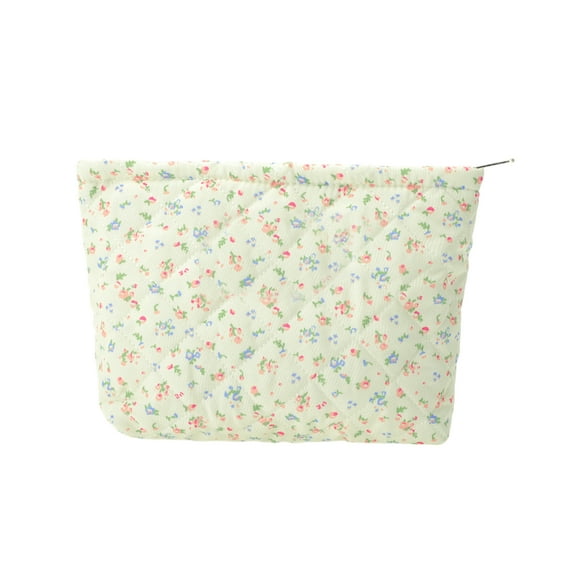 Unique Bargains 1 Pc Quilted Flowers Makeup Bag Red Green Blue Polyester
