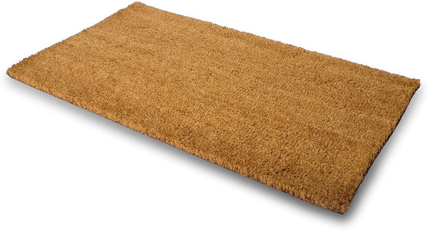 Pile Height: 0.6-Inches Hello There Size: 17-Inches x 30-Inches Perfect Color/Sizing for Outdoor/Indoor uses. Pure Coco Coir Doormat with Heavy-Duty PVC Backing