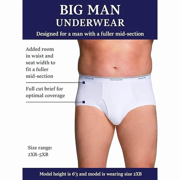 Fruit of the Loom Men's 3-Pack Premium Big Man Brief, white ice, 3X-Large