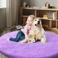 thumbnail image 2 of Super Soft Circle Rugs for Girls Princess Castle Toddlers Play Tent 3 Diameter Circular Area Rugs for Kids Bedroom Baby Room Decor Round Shag Playhouse Carpets(Φ3, Purple), 2 of 14