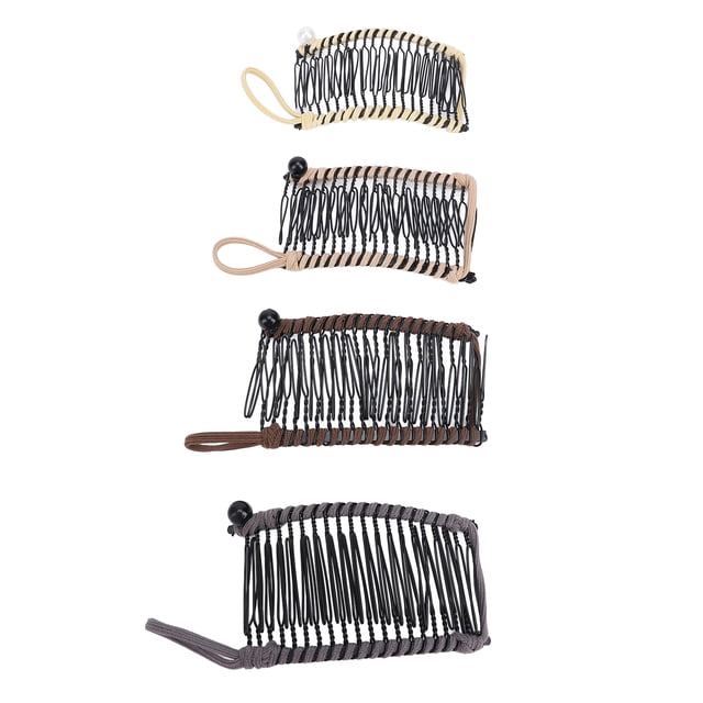 Peine Remachador, Marrón Claro, Gris, Amarillo, Marrón Oscuro, Pinzas Para El Cabello, Peine Remachador, Agarre Para El Cabello, 4 Piezas, 20 Dientes, Sin Arrugas, Para Coleta