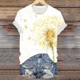 thumbnail image 5 of vigerkar Dandelion Graphic Floral T-Shirt Women Casual Summer Boho Tops Holiday Wildflowers Tee Shirts (Yellow, M), 5 of 7