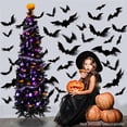 thumbnail image 2 of Halloween Christmas Tree, 7.5 Feet Black Christmas Tree with 1000 Tips, Collapsible Pencil Christmas Tree with Metal Stand for Halloween, Indoor Outdoor Party Decorations, SS1499, 2 of 8