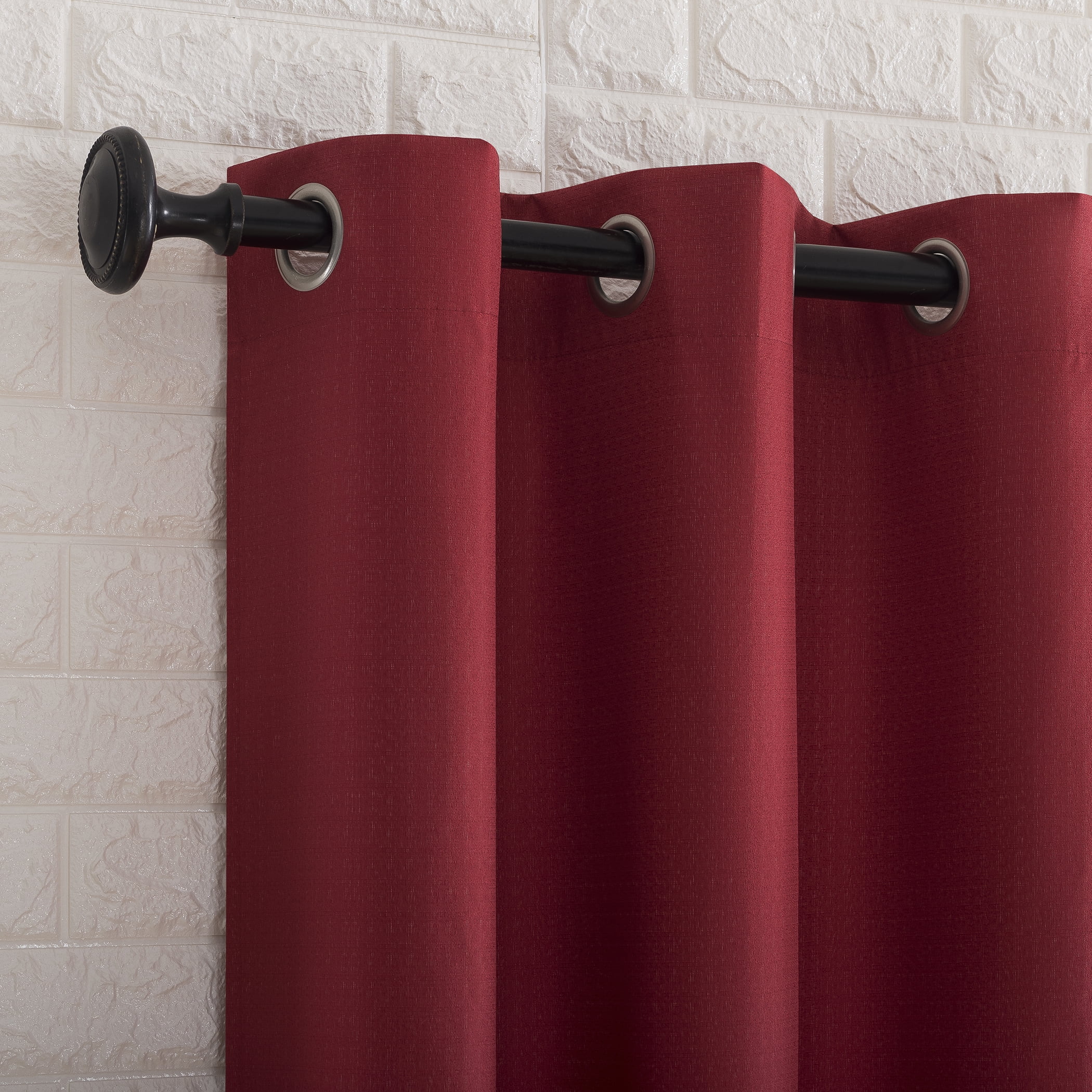 Sun Zero Arlo 2-Piece Textured Thermal Insulated Room Darkening Grommet Curtain Panel Pair, Red, 40"W x 95"L