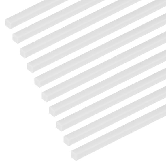 Uxcell 10-Pack Square Plastic Bars Rods, 5mm x 250mm ABS Model Building Rods for DIY Craft Sticks/Sand Table Model, Easy to Cut and Paint[White]