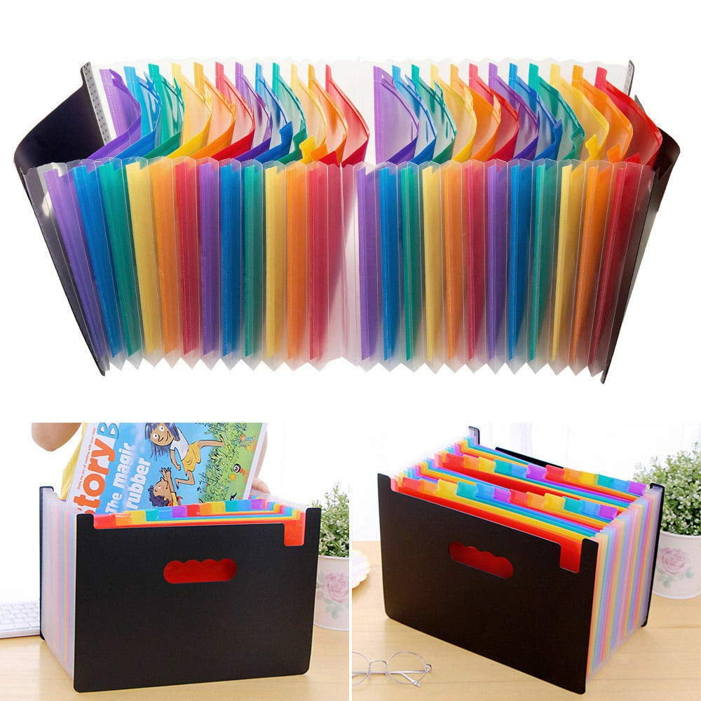 A4 Office Expanding File Box 13/24 Pockets File Folder Plastic