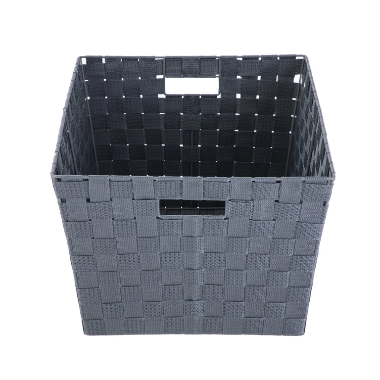 Medium Woven Decorative Storage Basket, Gray photo 5