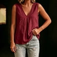 thumbnail image 7 of GZWYHT Womens Cotton Linen Tank Tops V Neck Casual Cami Sleeveless Blouses Basic Shirt Summer Clothes Fashion Outfits Red L, 7 of 7